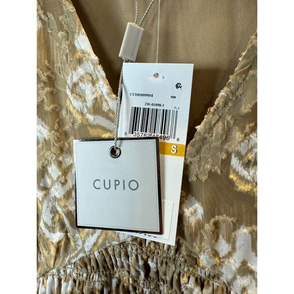 Cupio Orla V Neck Smocked Dress Women's Size Small Tan Casual Style NWT - Picture 12 of 12